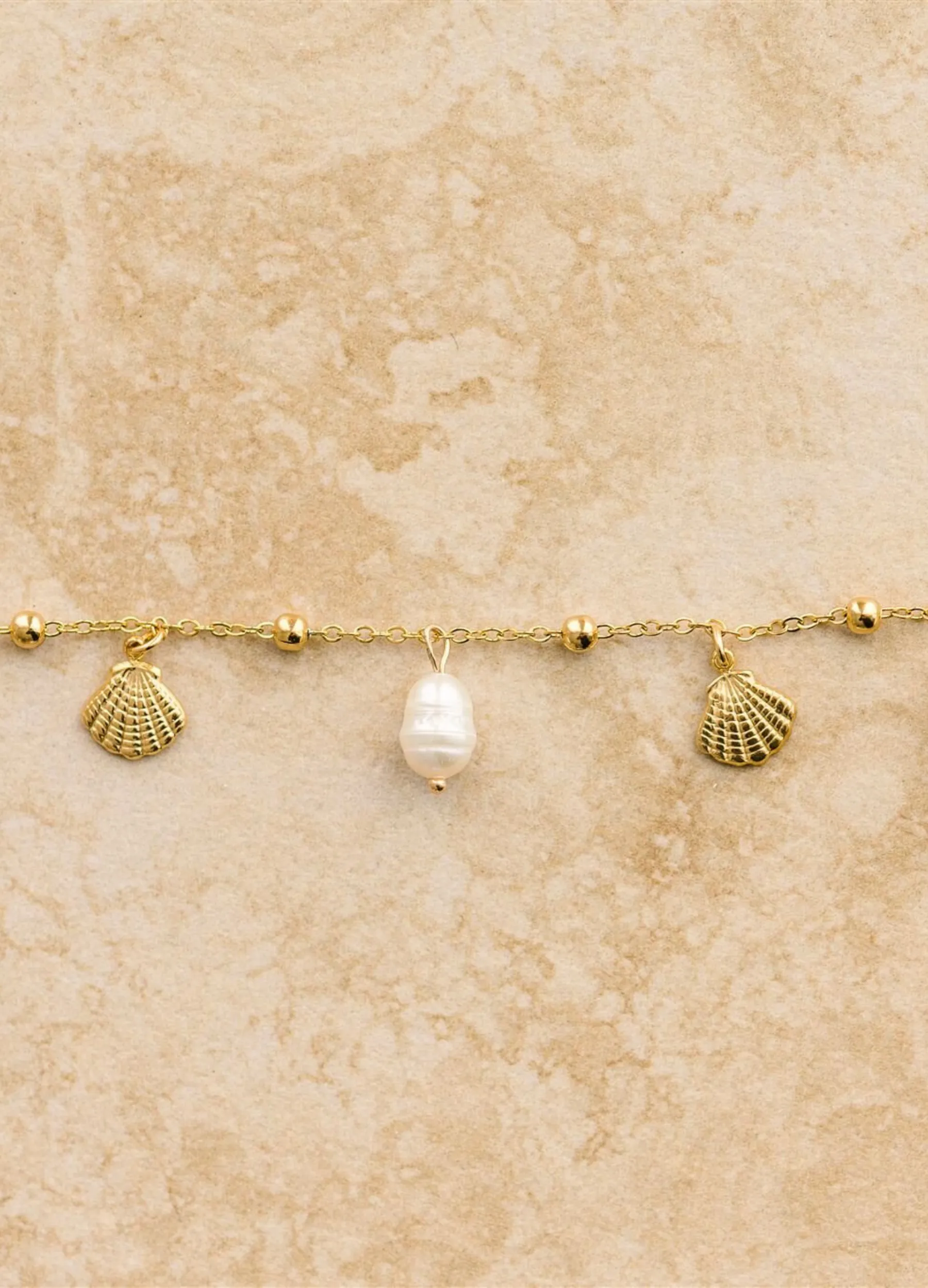 Indigo & Wolfe - Oceana Anklet - Gold/Pearl