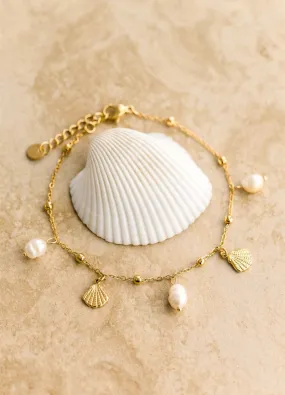 Indigo & Wolfe - Oceana Anklet - Gold/Pearl