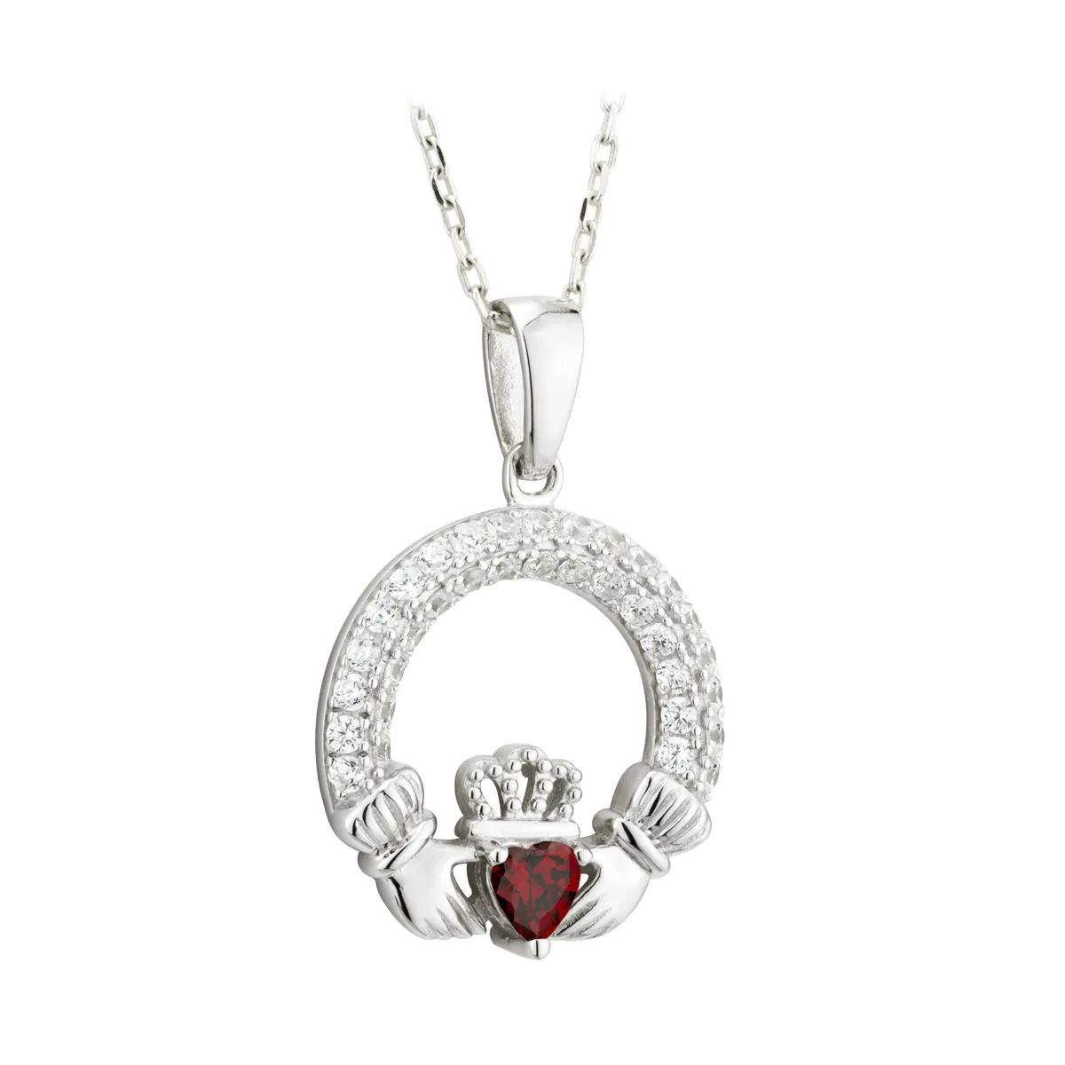 January Birthstone Claddagh Necklace