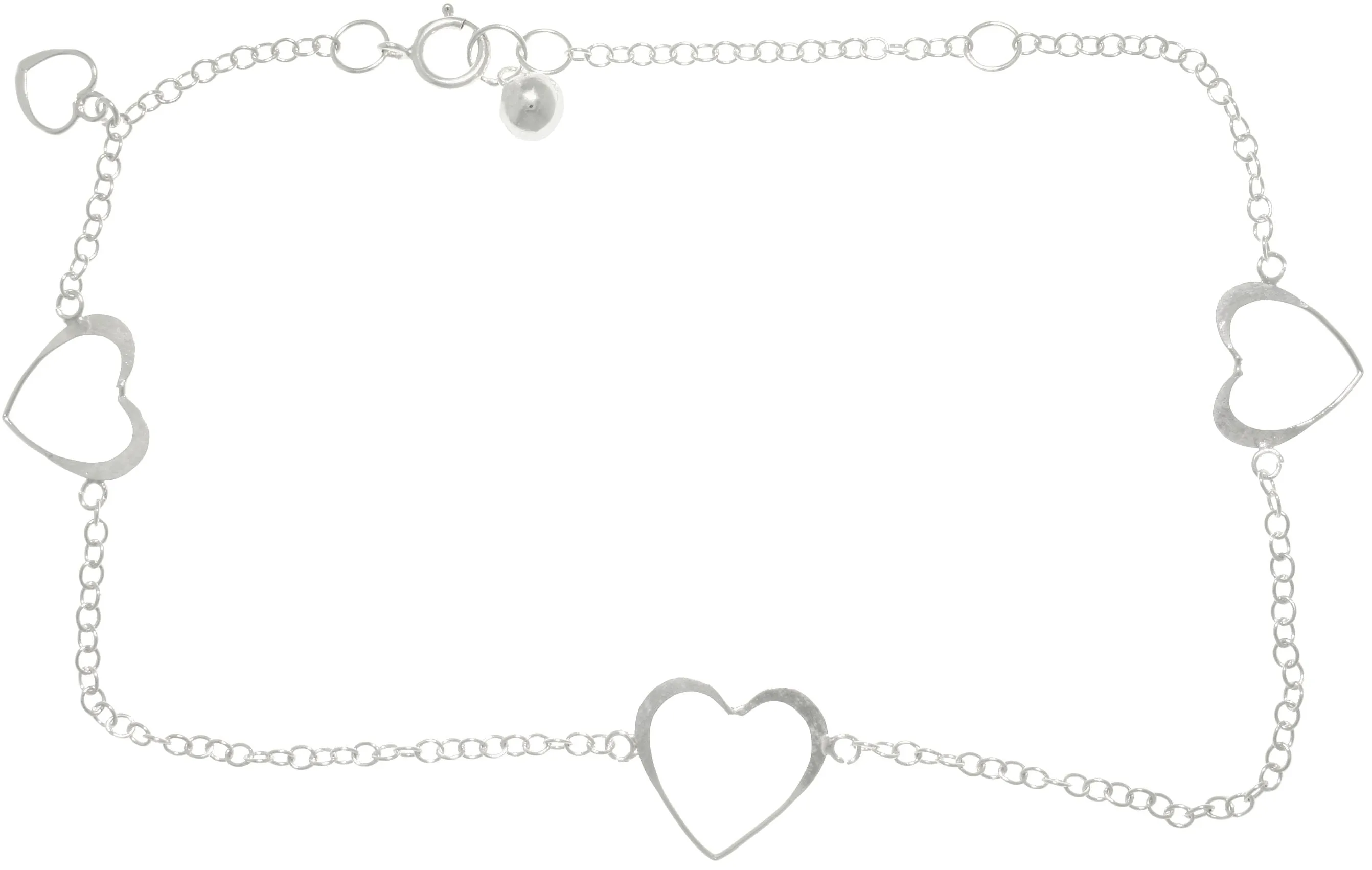 Jewelry Trends Sterling Silver Open Hearts Dangle Adjustable Chain Anklet