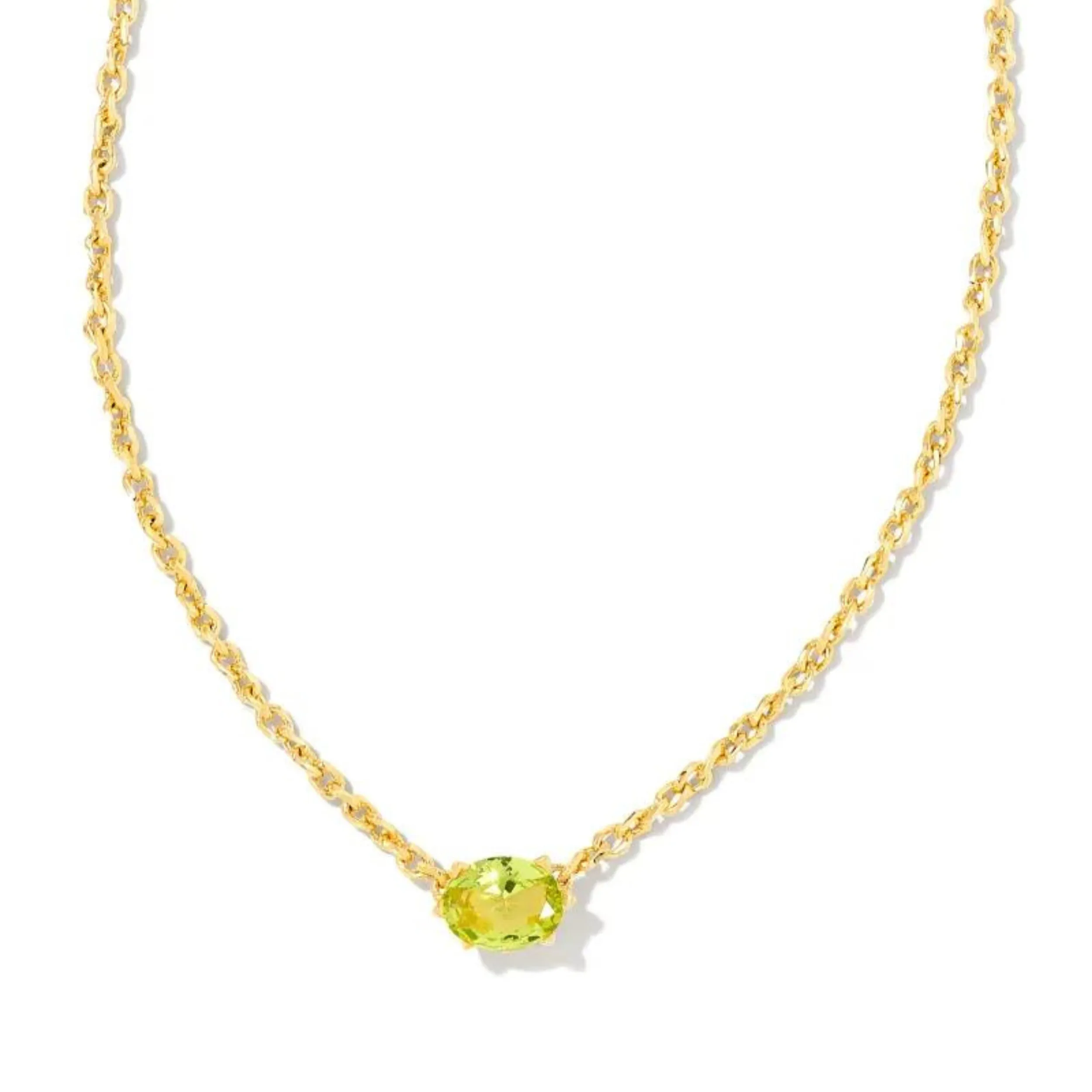 Kendra Scott | Cailin Gold Pendant Necklace in Green Peridot Crystal