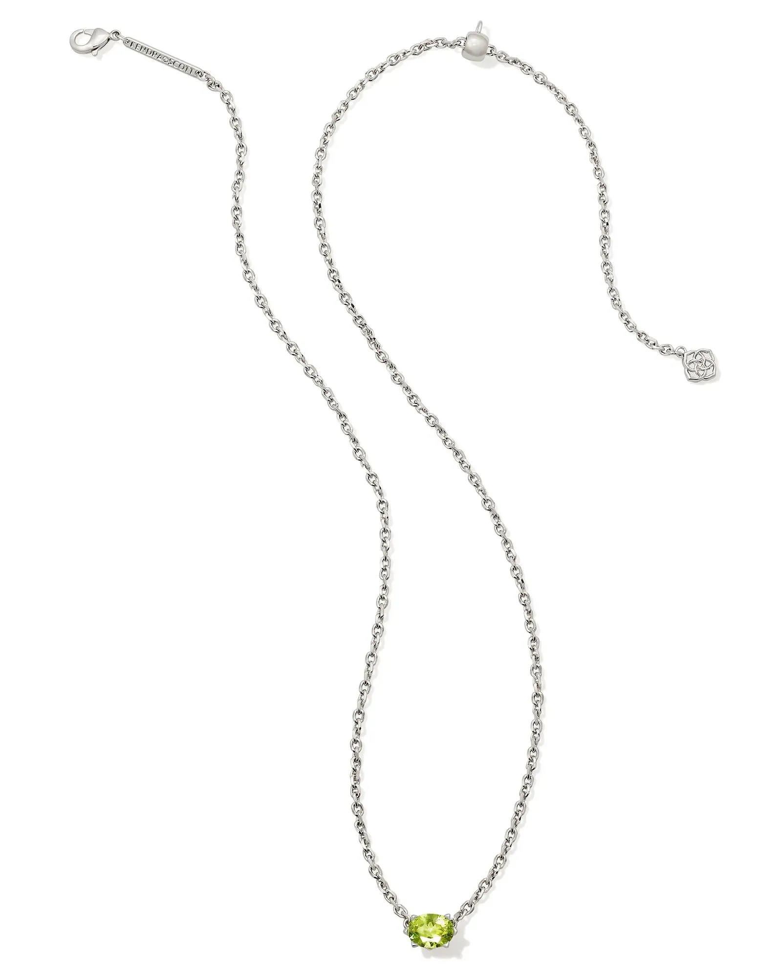 Kendra Scott | Cailin Silver Pendant Necklace in Green Peridot Crystal