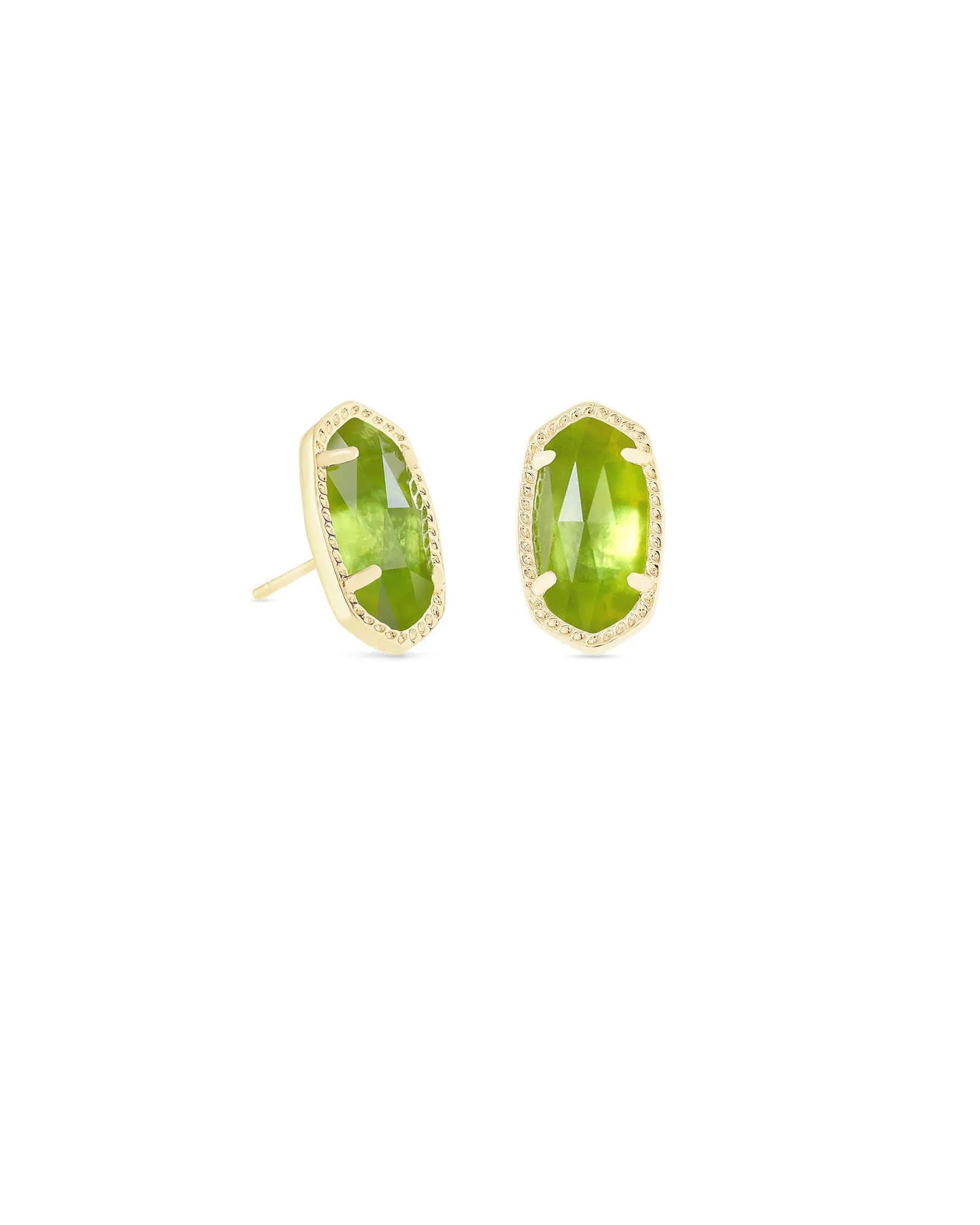 Kendra Scott  Ellie Stud Earrings Gold Peridot Illusion