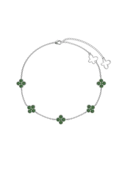 KESLEY Clover Anklet Sterling Silver Dainty Flower Women's Fine Jewelry