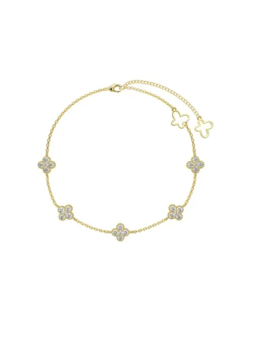 KESLEY Clover Anklet Sterling Silver Dainty Flower Women's Fine Jewelry