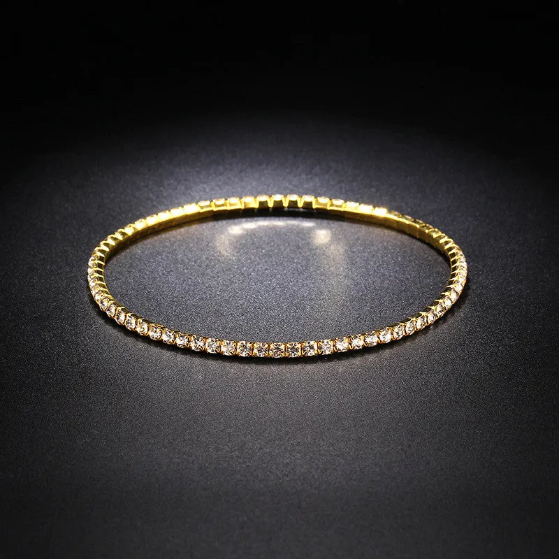 Korean Single Row Flash Diamond Elastic Diamond Anklet