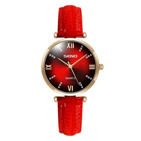 Leather Watch Strap Diamond Surface Fashion Quartz Watch Waterproof Watch