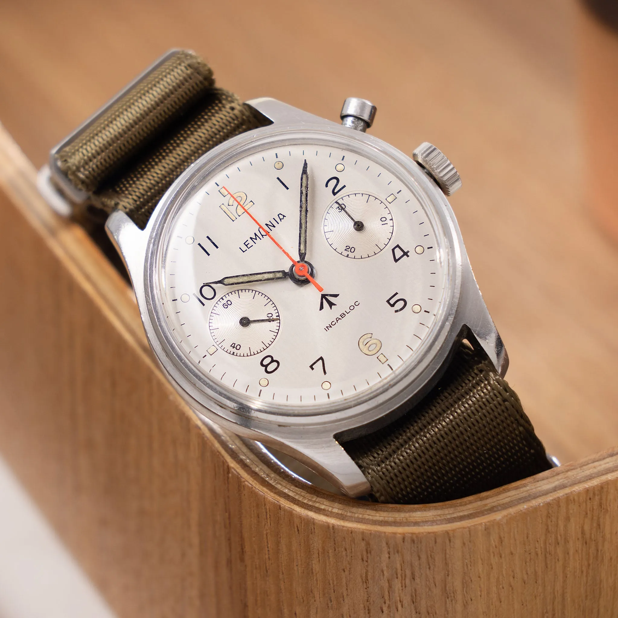 Lemania Monopusher Chronograph Issued to British Armed Forces