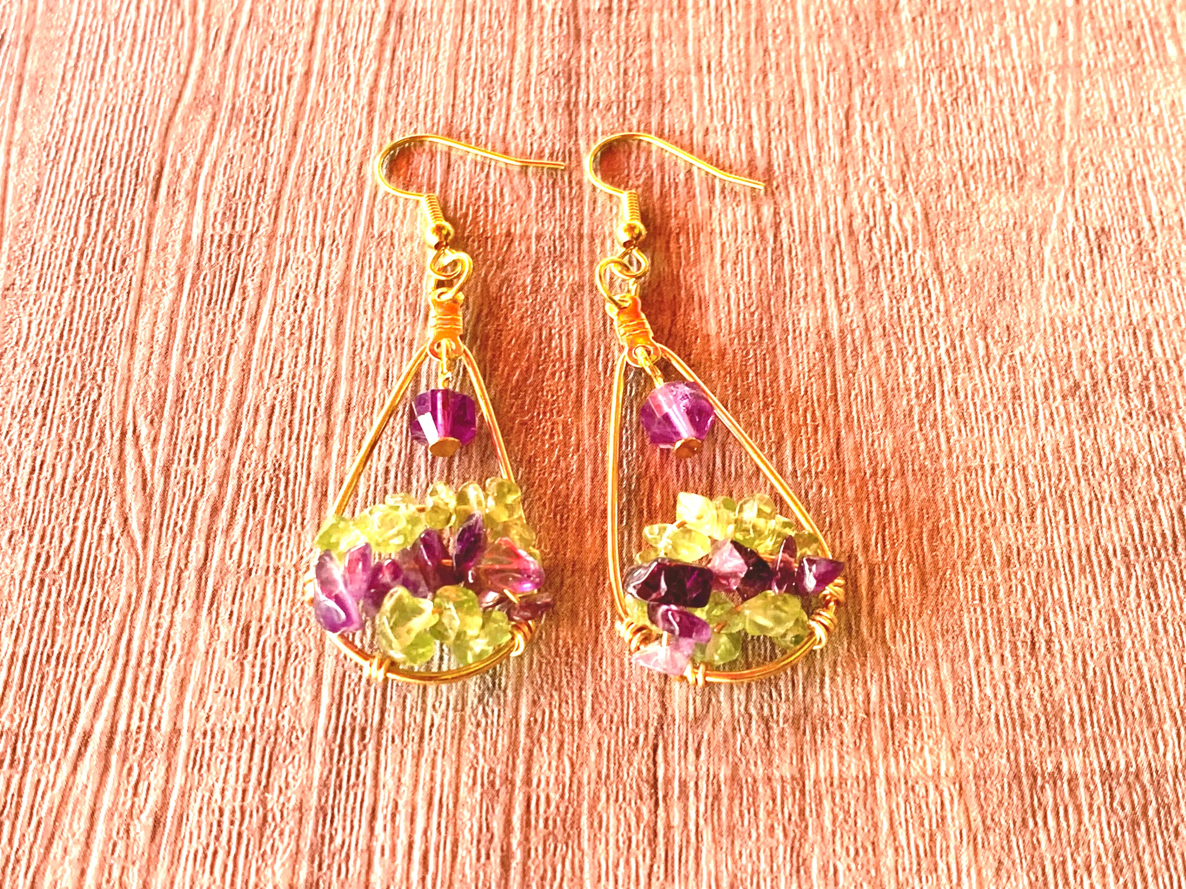 Lorraine Handmade Amethyst and Peridot Earrings