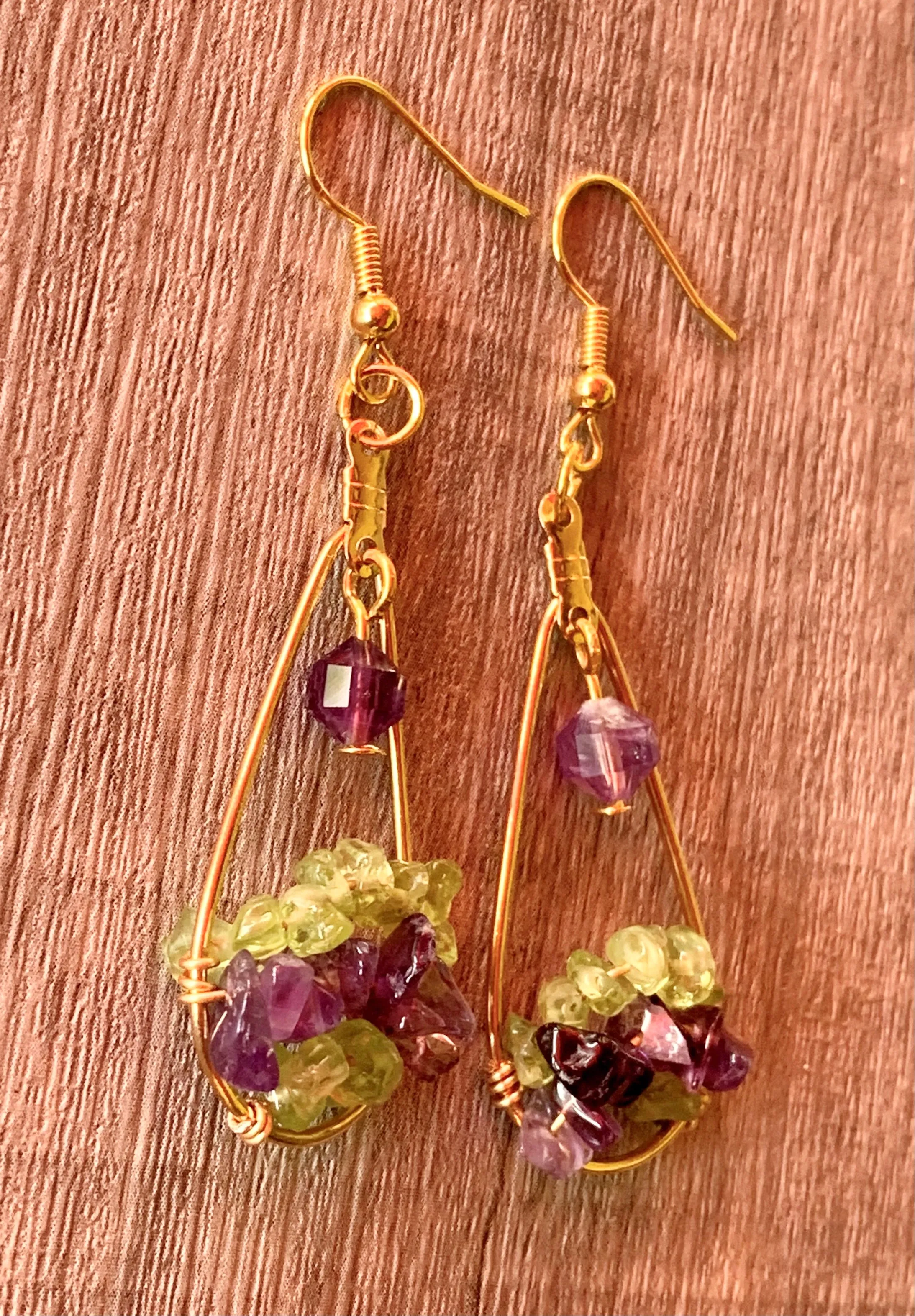 Lorraine Handmade Amethyst and Peridot Earrings