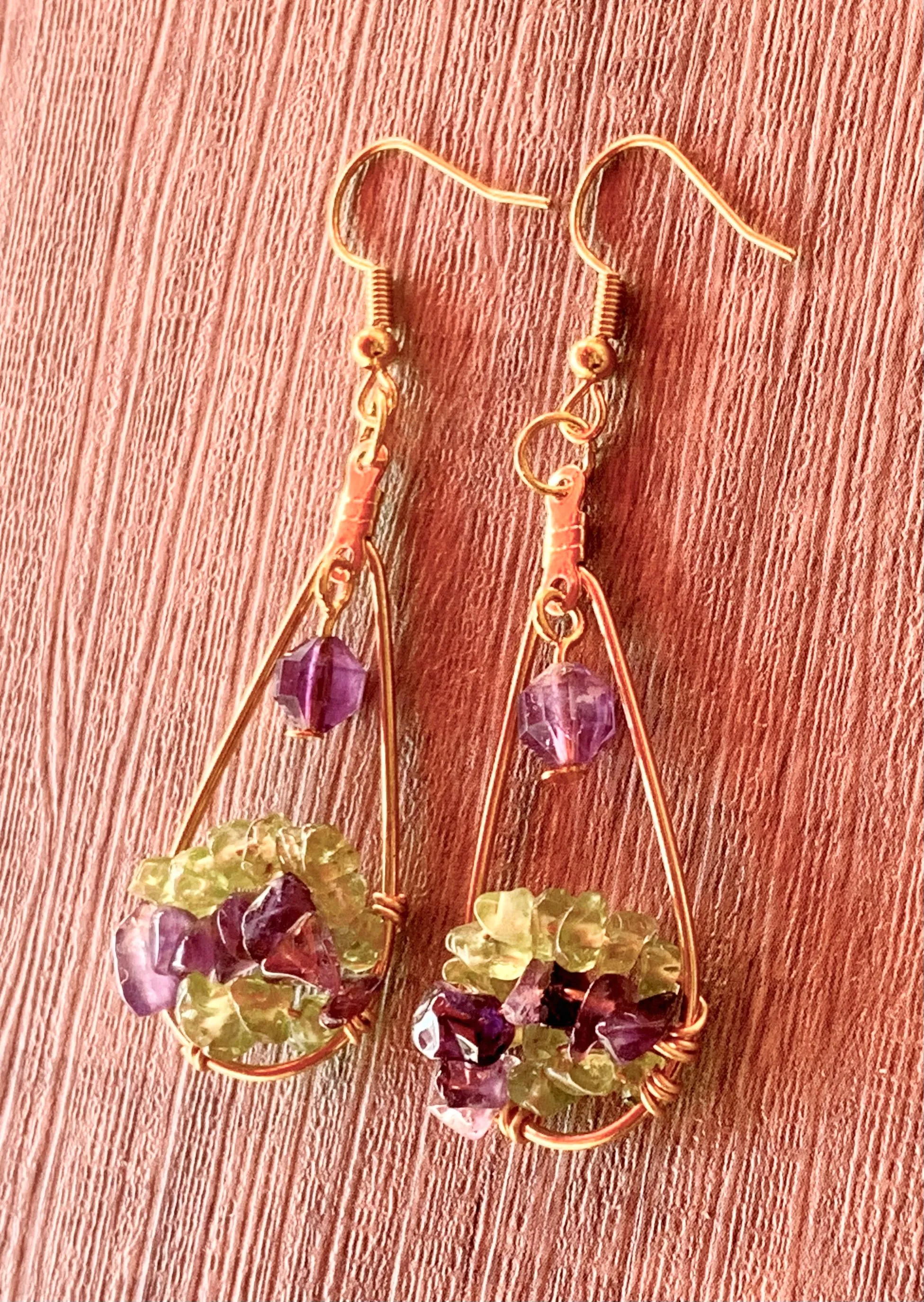 Lorraine Handmade Amethyst and Peridot Earrings