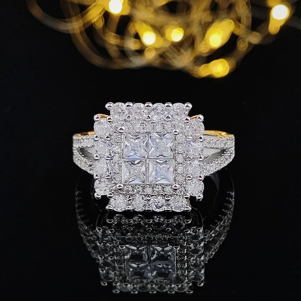 Luxury Square Designer Women Engagement Ring