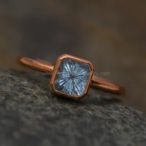 Medium/Lightweight Rose Gold Bezel Ring Setting - Depicted with Fantasy Inverted Cut Montana Sapphire (Setting Only, Center Stone Sold Separately)