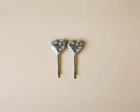 Metal Silver Heart Studs Hair Pin