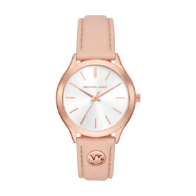 Michael Kors Slim Runway Three-Hand Blush Leather Watch MK7467