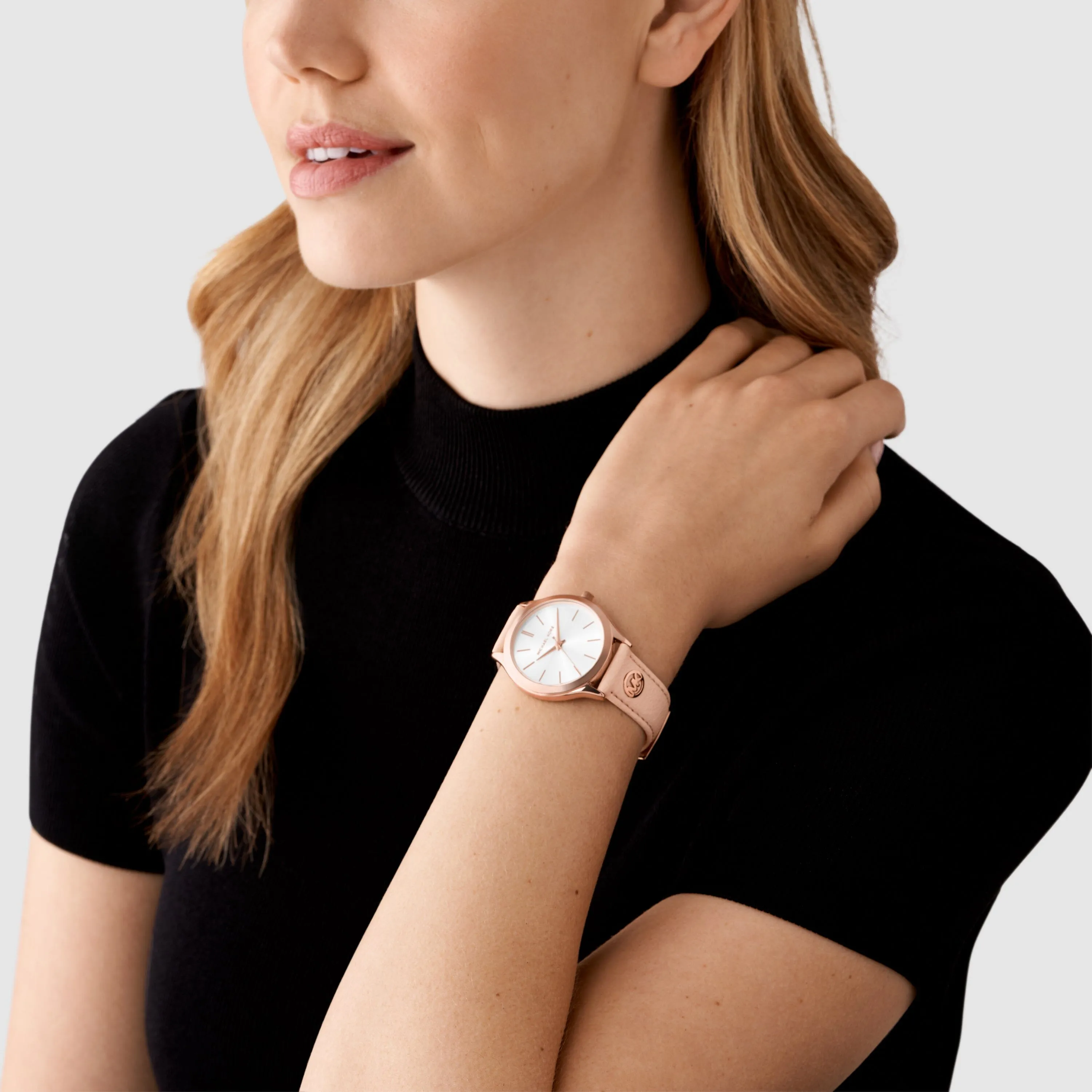 Michael Kors Slim Runway Three-Hand Blush Leather Watch MK7467