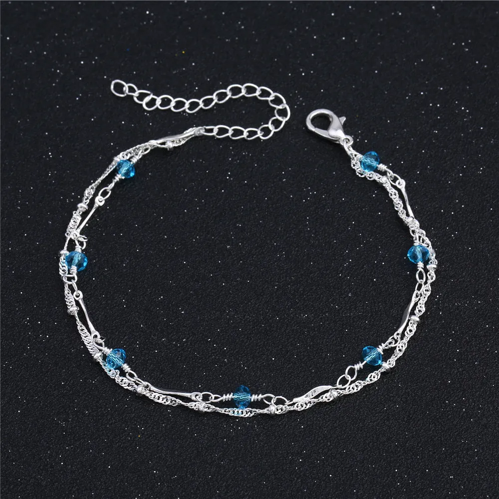 Multi-Layer Women's Silver Anklet