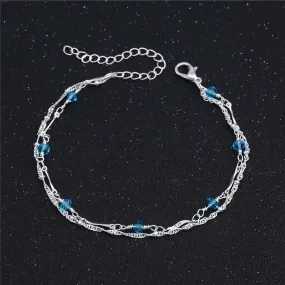 Multi-Layer Women's Silver Anklet