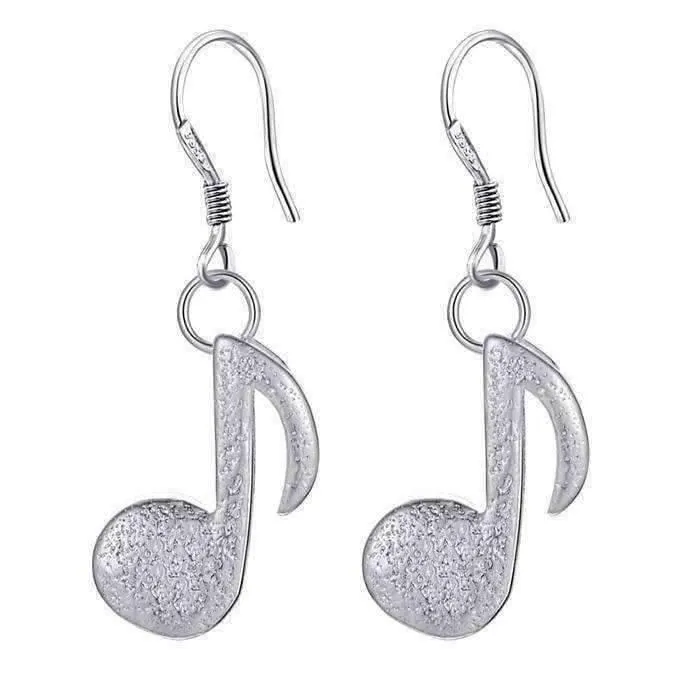 Music Note Silver Plated Earrings - Quaver