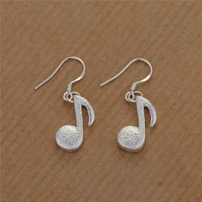 Music Note Silver Plated Earrings - Quaver