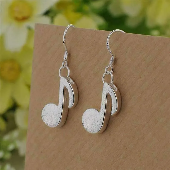 Music Note Silver Plated Earrings - Quaver