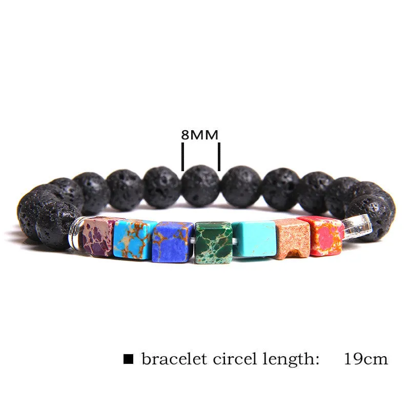 Natural Stone Bead Bracelet Men's Square Emperor Stone Charm Bracelet