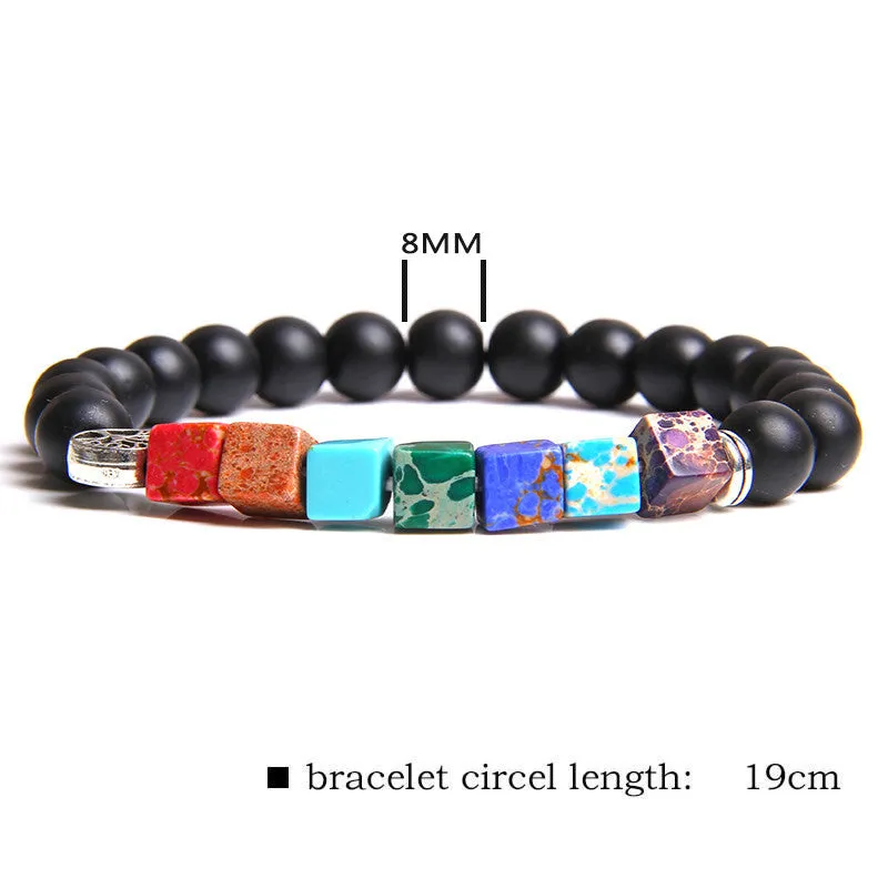 Natural Stone Bead Bracelet Men's Square Emperor Stone Charm Bracelet