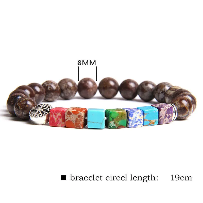 Natural Stone Bead Bracelet Men's Square Emperor Stone Charm Bracelet