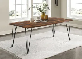 Neve Live-edge Dining Table with Hairpin Legs Sheesham Grey and Gunmetal