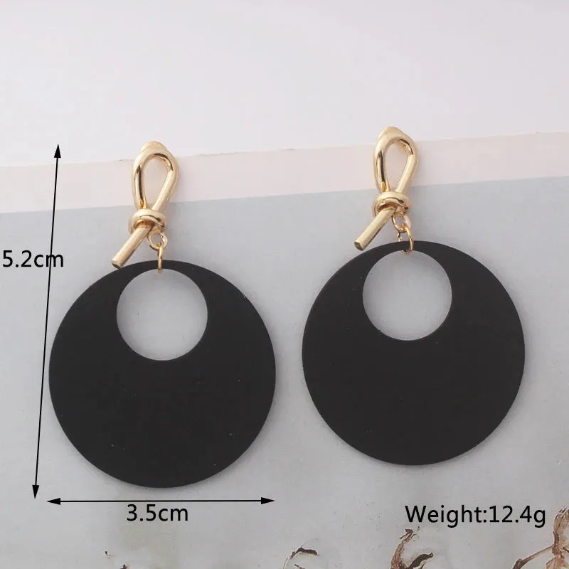 New Asymmetric Women's Black Hanging Earrings Hollow Crystal Drop Earrings Rock Geometric Statement Dangle Earrings aretes