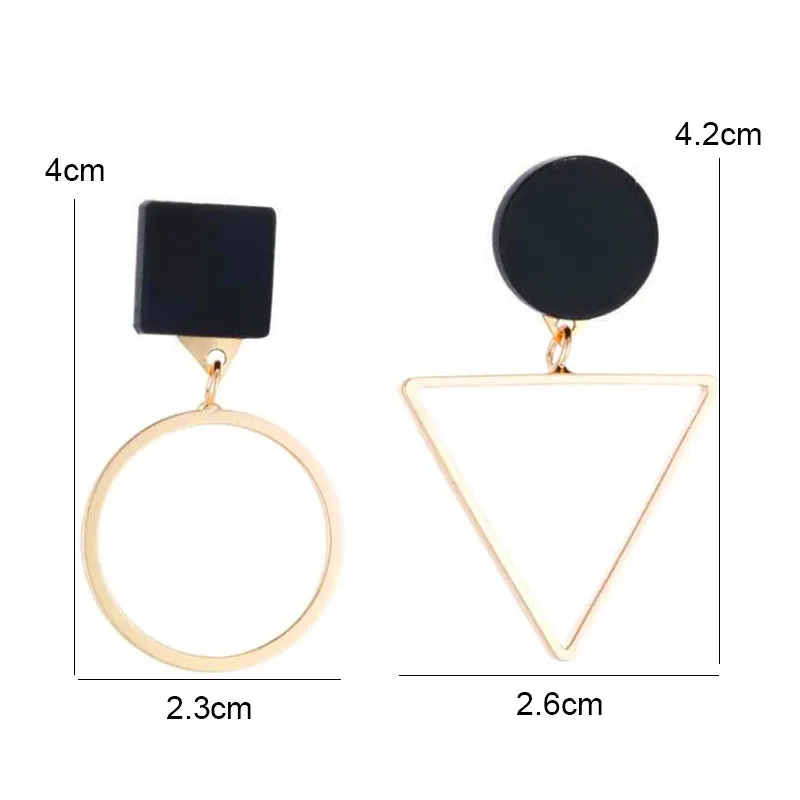 New Asymmetric Women's Black Hanging Earrings Hollow Crystal Drop Earrings Rock Geometric Statement Dangle Earrings aretes