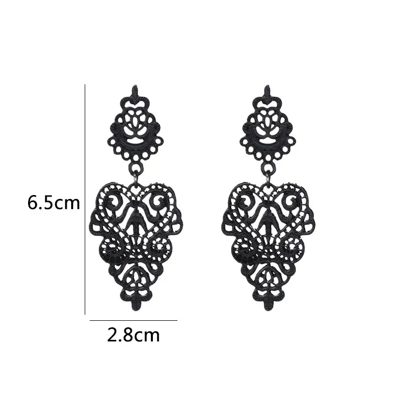 New Asymmetric Women's Black Hanging Earrings Hollow Crystal Drop Earrings Rock Geometric Statement Dangle Earrings aretes