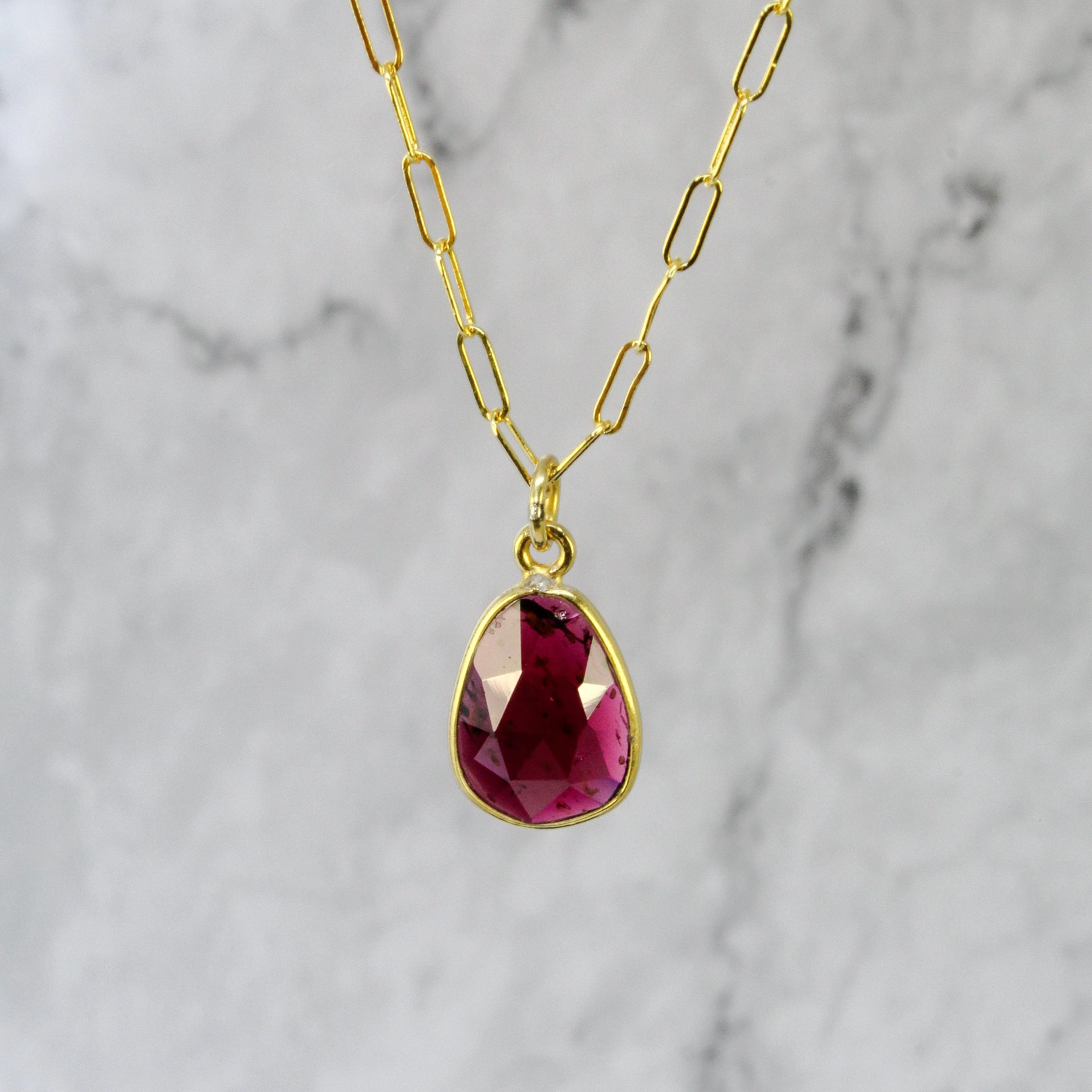 NEW! Bezeled Garnet Pendant in 18k Gold Vermeil by Sarah Richardson