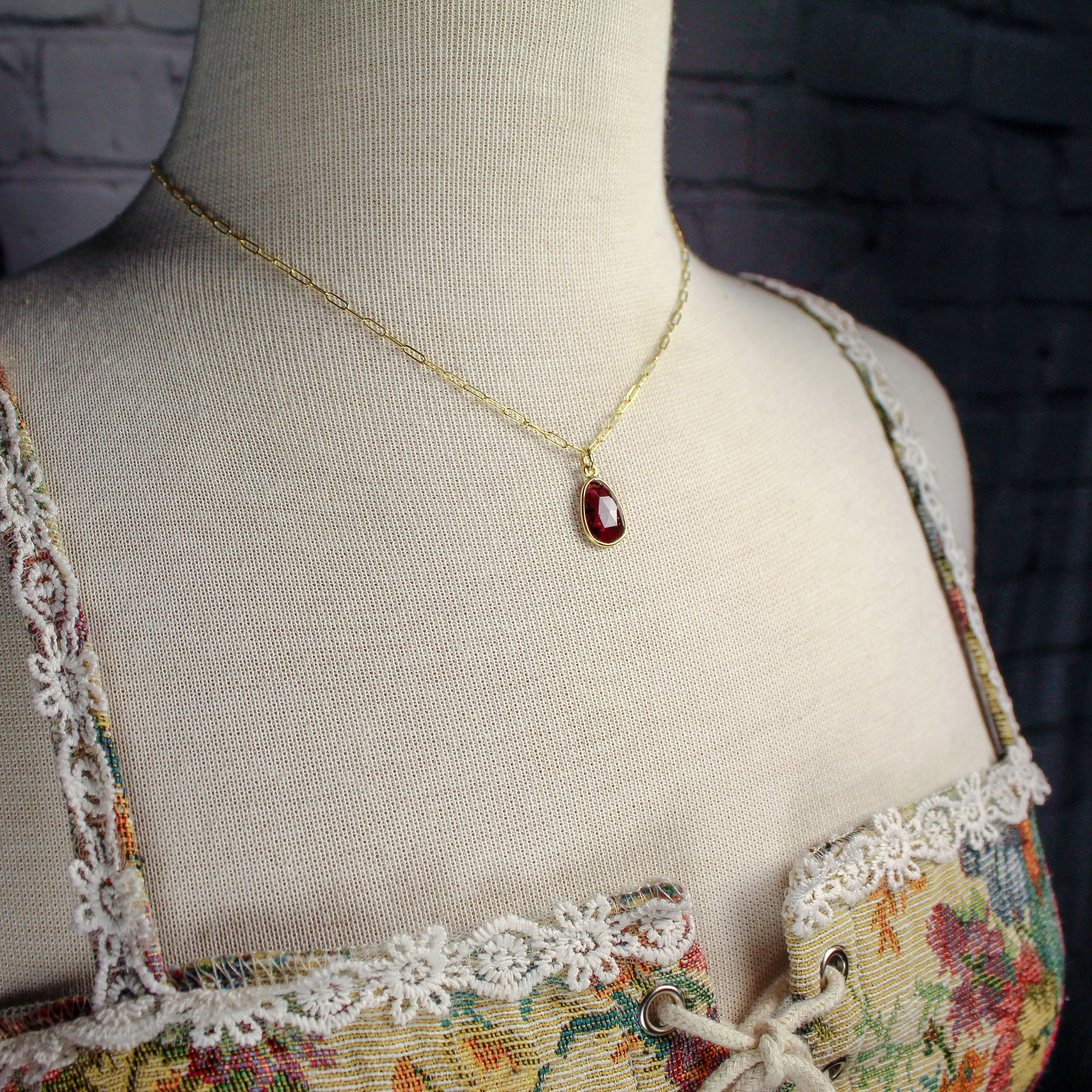 NEW! Bezeled Garnet Pendant in 18k Gold Vermeil by Sarah Richardson