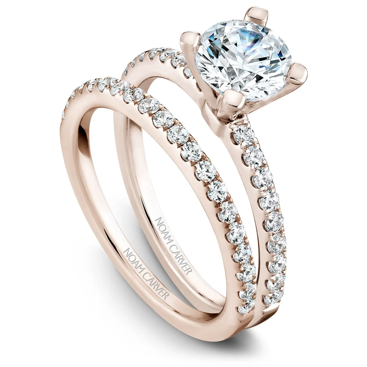 Noam Carver Thin Diamond Engagement Ring Setting in Rose Gold