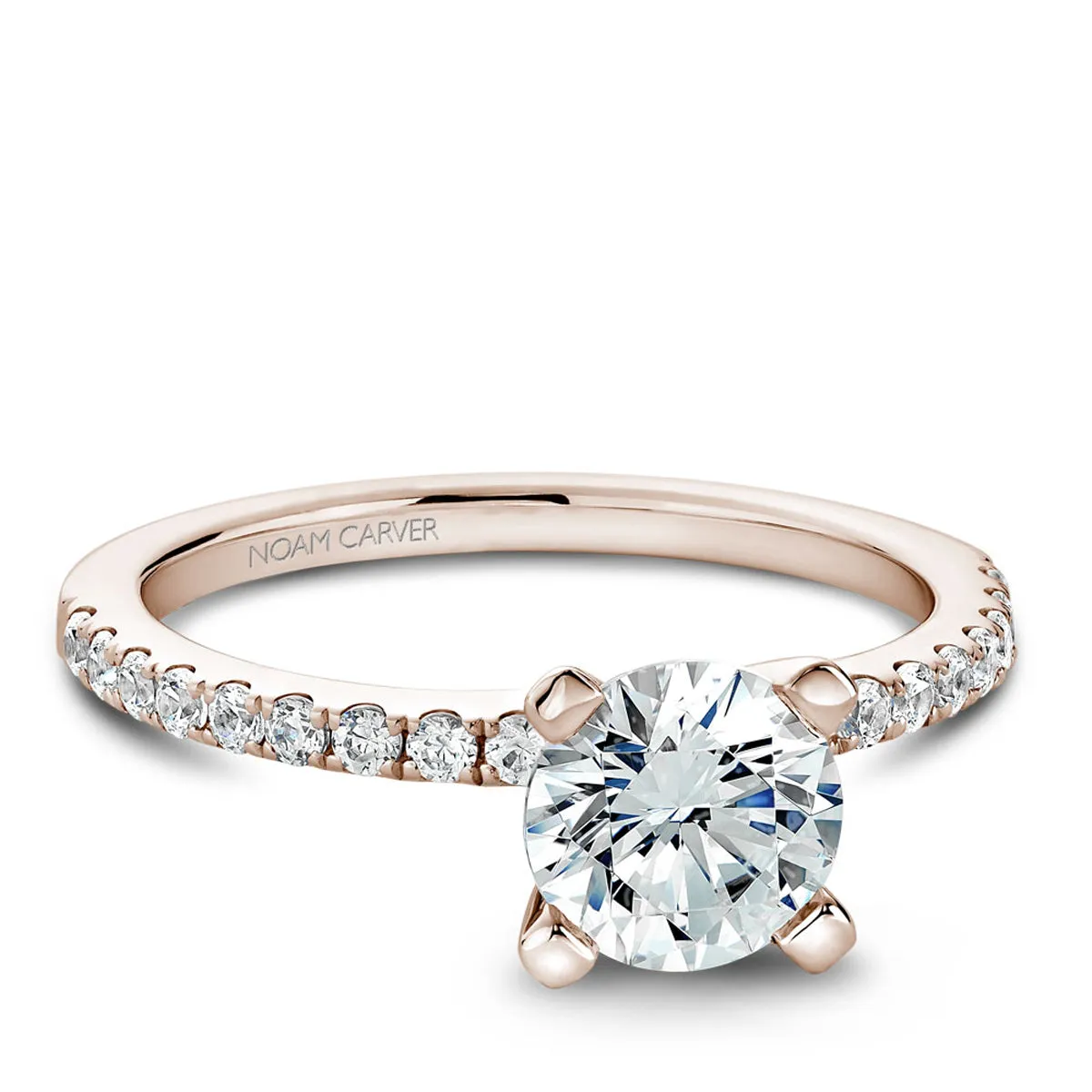 Noam Carver Thin Diamond Engagement Ring Setting in Rose Gold