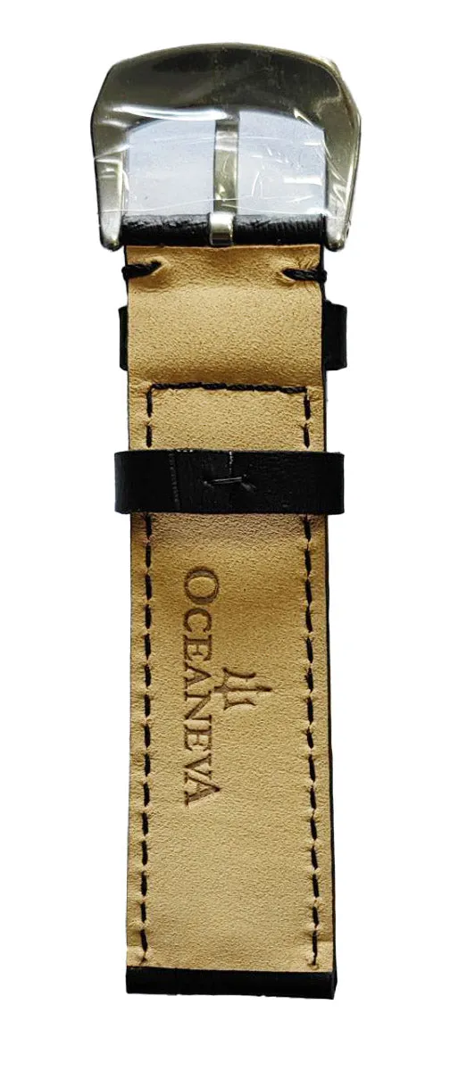 Oceaneva Men's OceanTrek GMT Automatic 200m Leather Olive Drab Watch