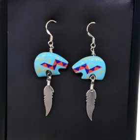 OLDTRIBES™ Silver Sterling Red and Blue Earrings