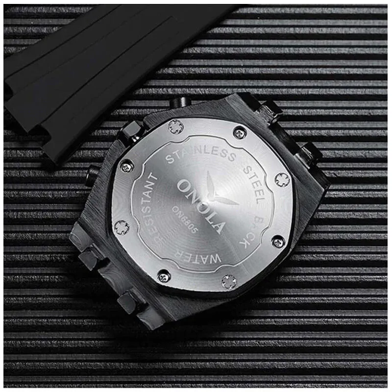 ONOLA Multifunctional Quartz Mens Watch Tough Style Steel Case