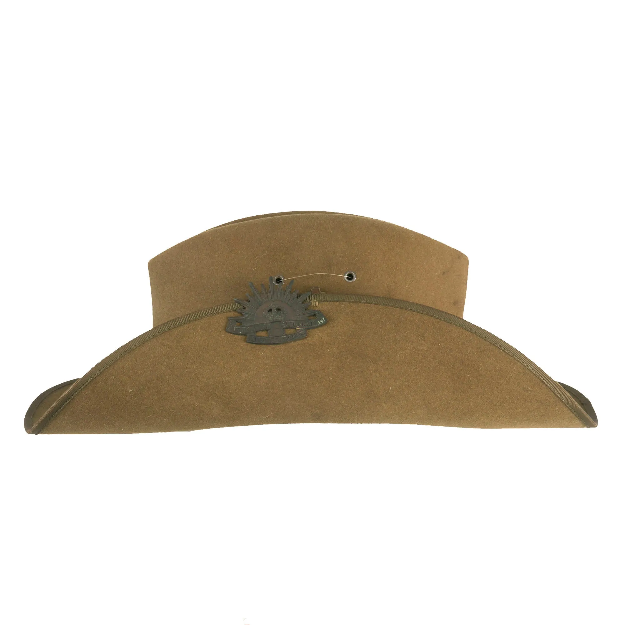 Original WWII Australian Slouch Hat with Correct WWII Badge - Size 6 ¾