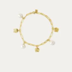 Ottoman Hands Amore Pearl and Gold Chain Anklet