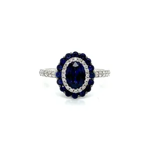 Oval Sapphire Flower Engagement Ring