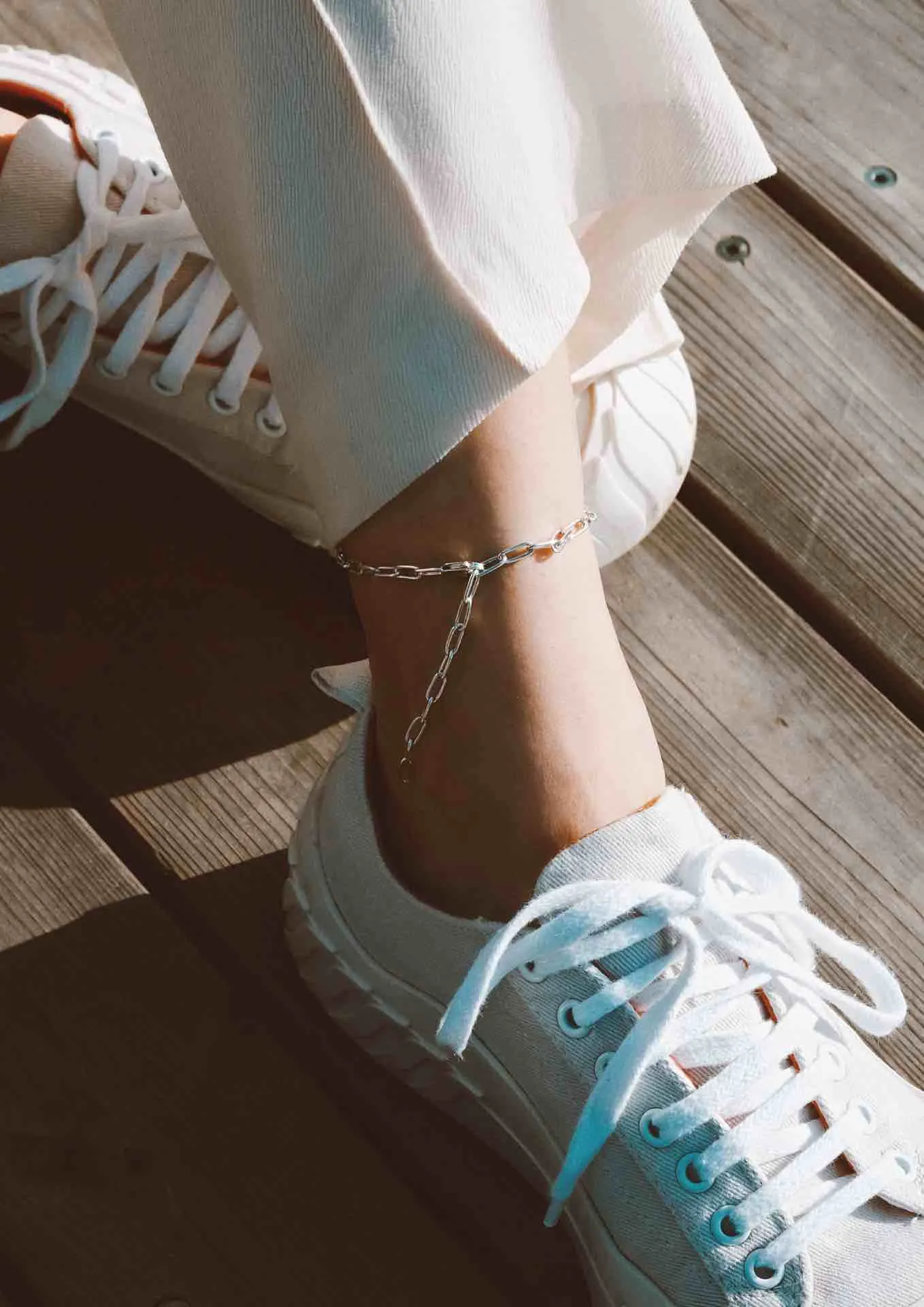 Paper Clip Anklet Silver