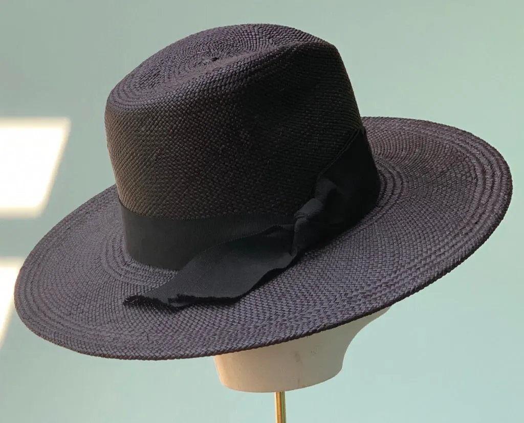 Paris Fedora in Black Panama