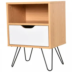 Particle Board Duo-Compartment Bedside Table Brown/White