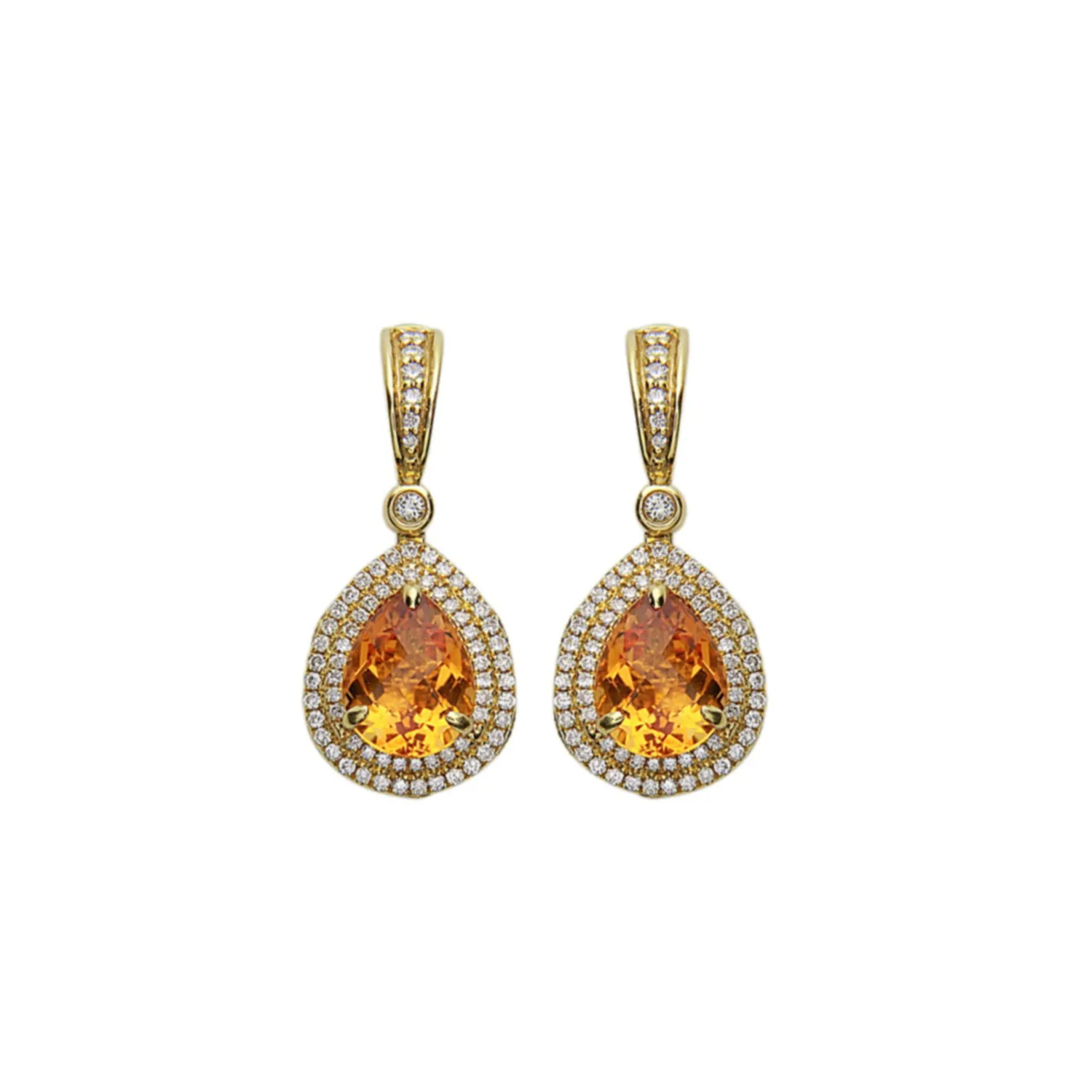 Pastel Diamond Double Halo Pear Drop Earring