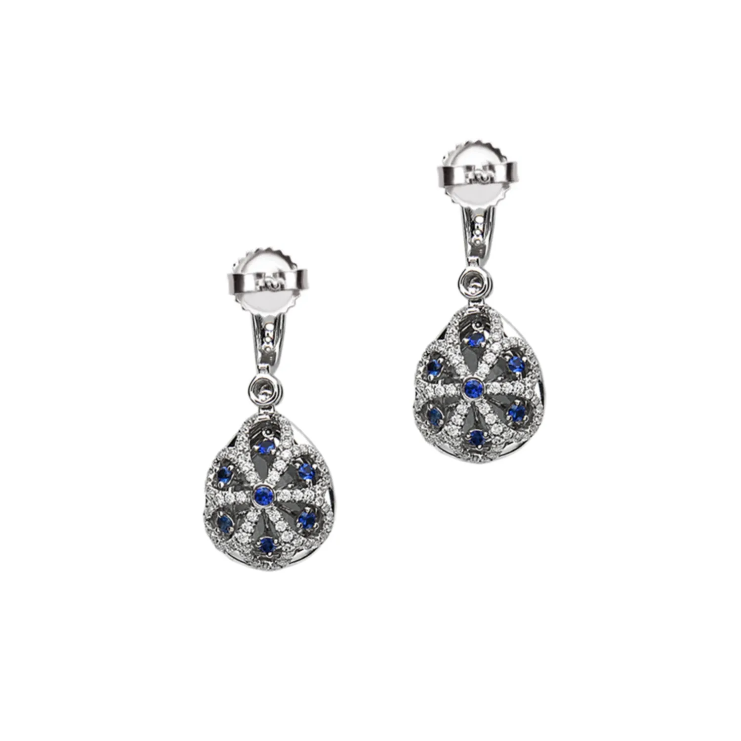 Pastel Diamond Double Halo Pear Drop Earring