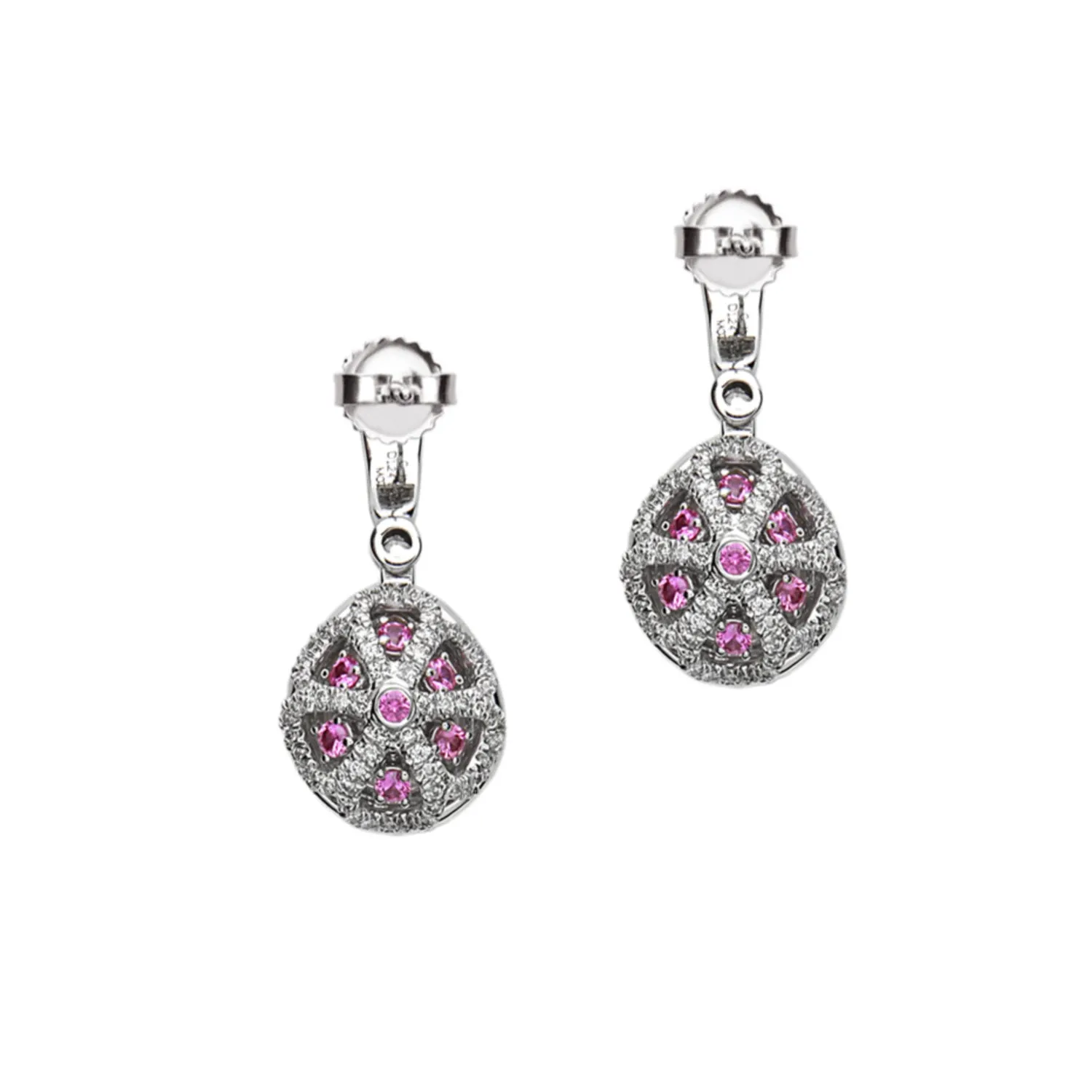 Pastel Diamond Double Halo Pear Drop Earring