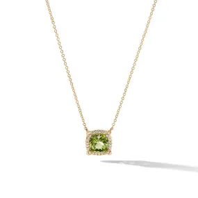 Pave Bezel Pendant Necklace in 18K Yellow Gold with Peridot