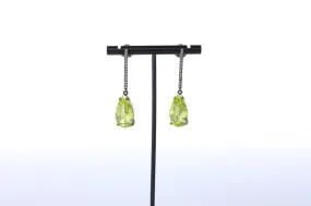 Pear Shape Green Periodt Teardrop Dangly Earrings